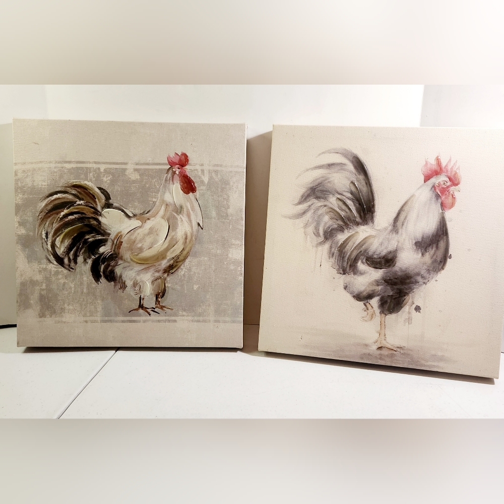 2 Rooster Canvas Pictures